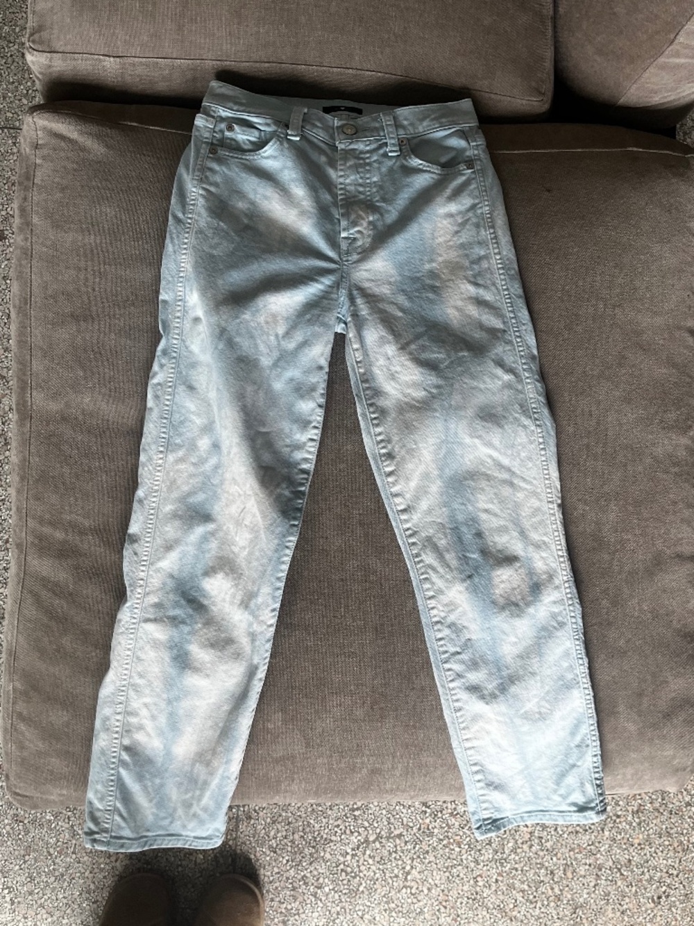 7 For All Mankind Denim - Straight Leg Crop - Cloud-Like Pattern
